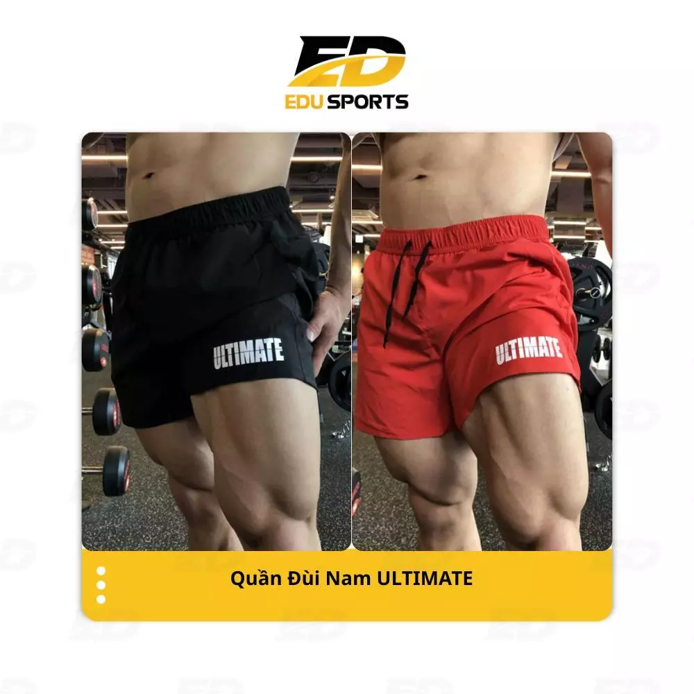 Quần Đùi Nam ULTIMATE, Quần Short Ngắn Gym Thể Thao Chất Vải Gió Dù Cạp Chun Mềm Mại,Co Giãn Vận Động Thoải Mái QMN04