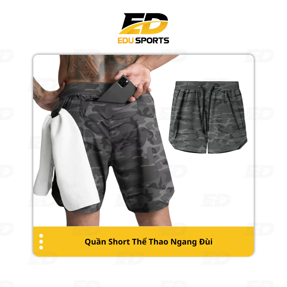 Quần Tập Gym Nam, Quần Short thể thao thoáng khí, thấm hút mồ hôi và khô nhanh, thoải mái vận động QMN03
