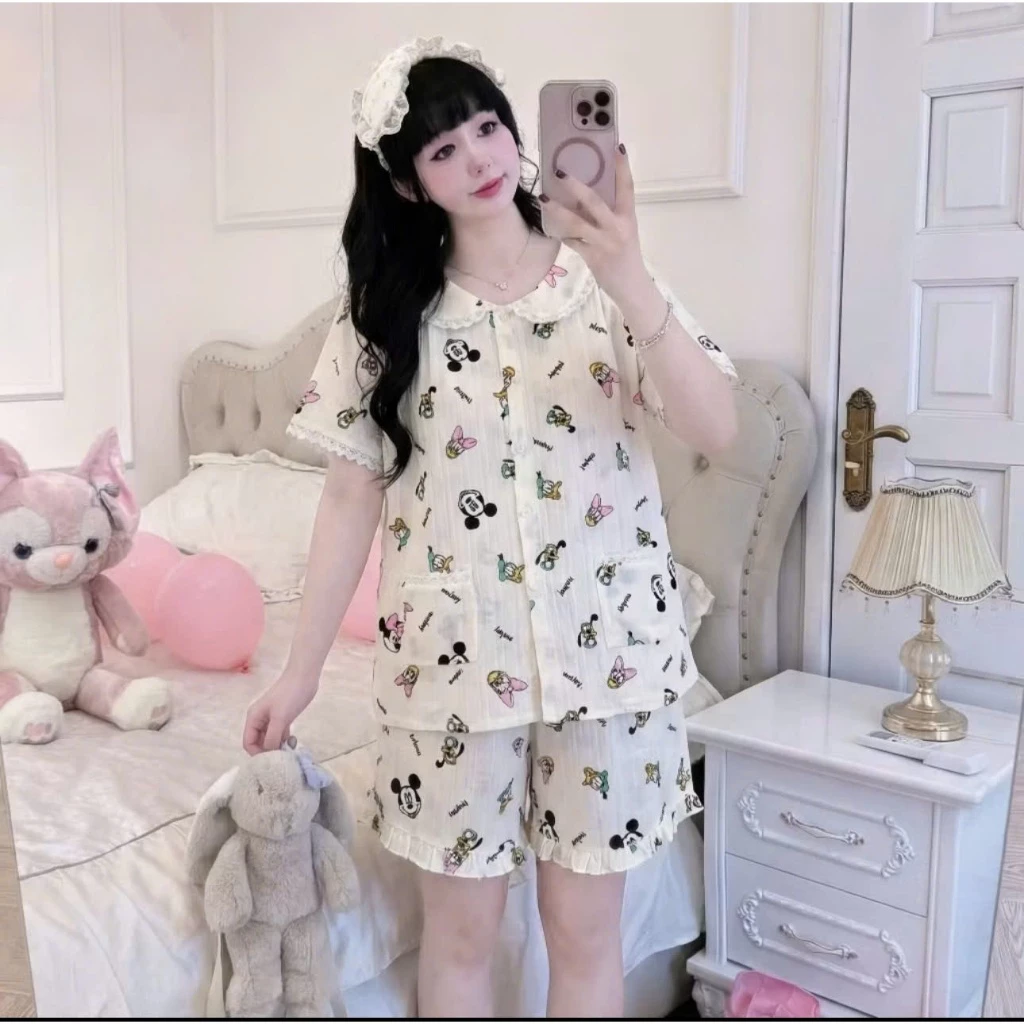 Bộ đồ nữ áo cộc quần cộc thoải mái-mềm mại-xinh xắn