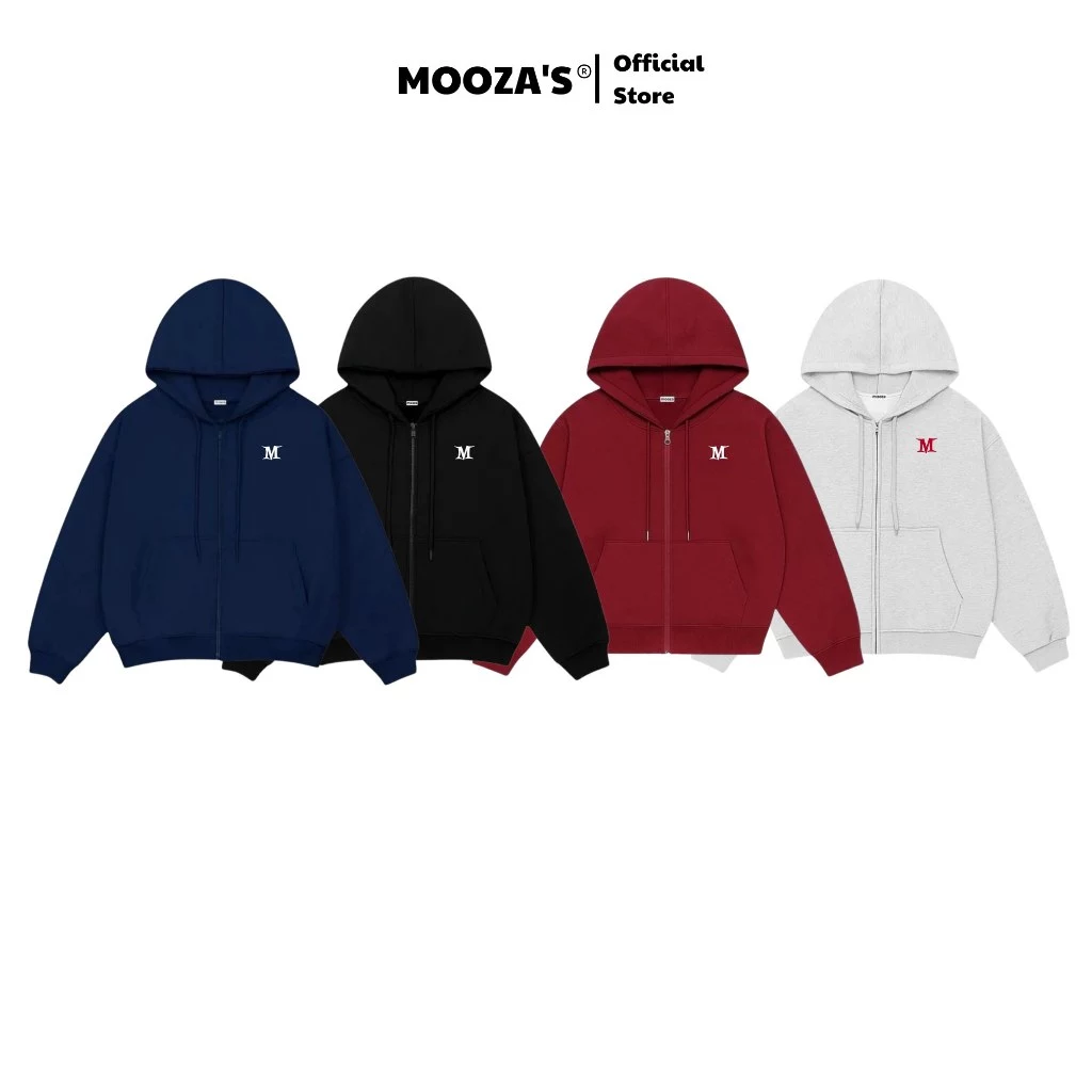 Áo Khoác Hoodie Zip - MOOZA - Form Rộng, Vải Nỉ Hàn 2 da 100% Cotton, 430GSM Dày Dặn, Khóa Kéo 2 Đầu Cao Cấp/MM