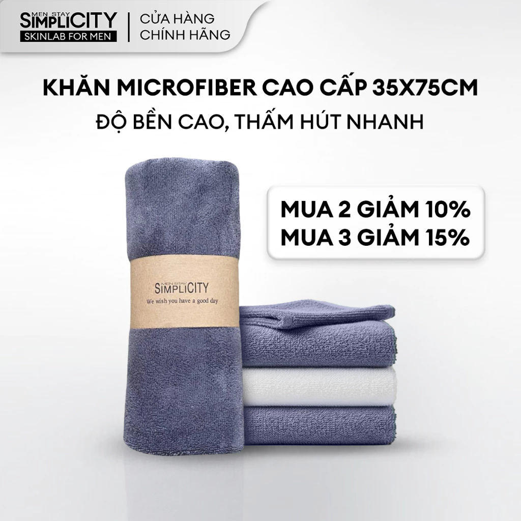 Khăn lau mặt khăn tắm cao cấp khăn tập gym nam Microfiber Men Stay Simplicity 35cm x 75cm