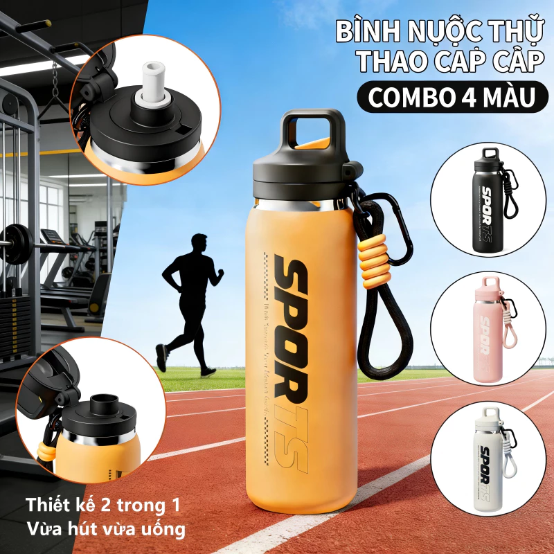 LETSPO Ly giữ nhiệt inox 316 600ml - Mở nhanh 1 nút, không rò rỉ, tháo rửa dễ dàng