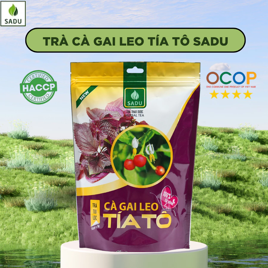 Trà túi lọc cà gai leo Tía tô sadu, hỗ trợ mát gan, giải cảm, tốt cho tiêu hoá gói 500gram