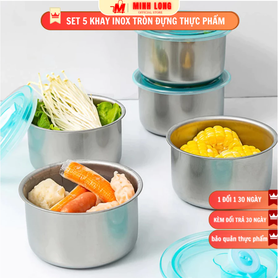 FREESHIP ⚡️ Set 5 hộp đựng thực phẩm giữ nhiệt Tròn ⚡️ Khay tròn đựng đồ ăn , Bát đựng thực phẩm có nắp đậy