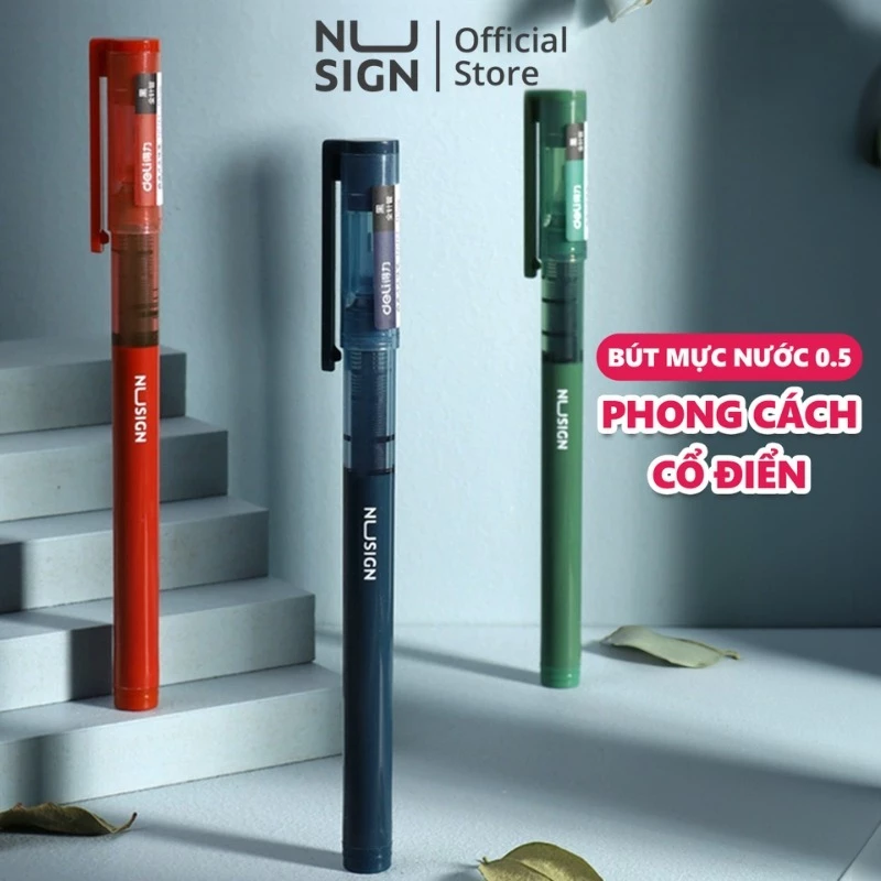 Bút bi nước Deli Cao Cấp mực gel đen ngòi 0.5mm nhiều màu nhanh khô viết thư pháp cho học sinh văn phòng