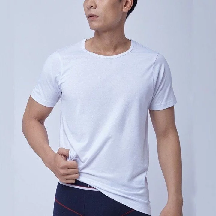 Áo lót nam trắng đông xuân kiểu bộ đội mềm mịn mát, Áo may ô trung niên dệt kim Cotton mỏng thấm hút mồ hôi LEDATEX