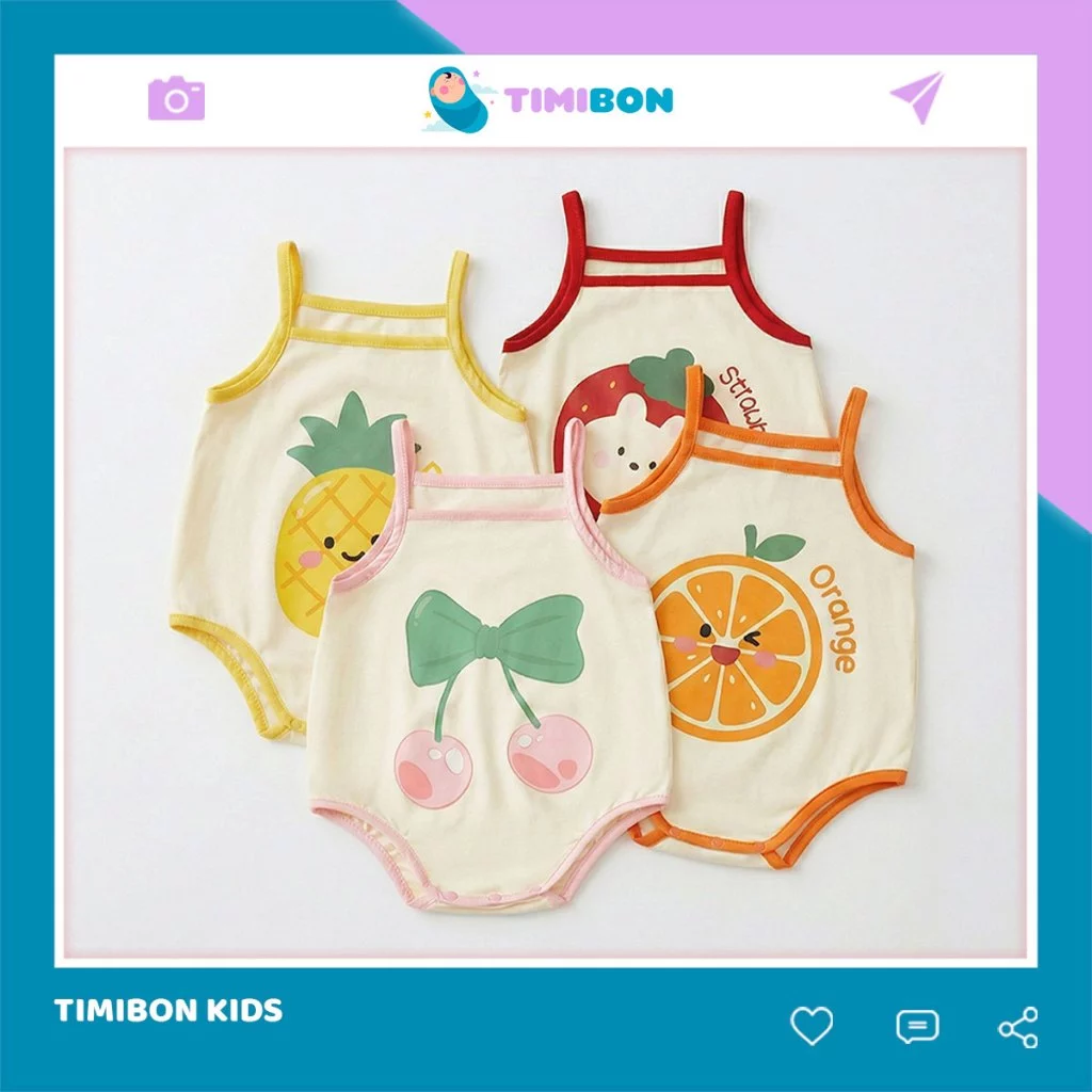 Body 2 Dây Cho Bé Gái Mẫu Quần Áo Sơ Sinh Chip Hai Dây Cherry Dâu Tây Bodysuit Chất Mềm Mát – [BDCHIP55]