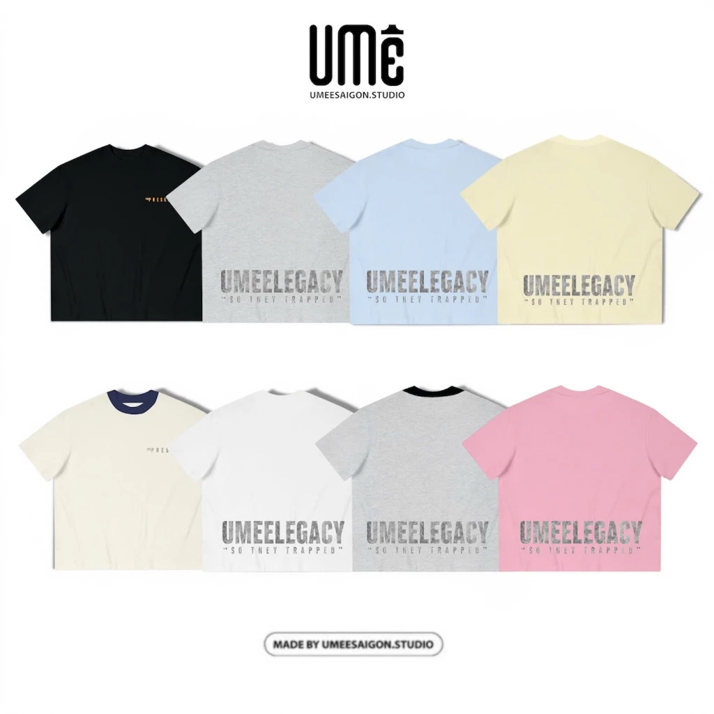 UMEESAIGON Áo Thun Form Boxy Tay Ngắn Cotton Cổ Tròn Nam Nữ Chữ " UMEELEGACY"