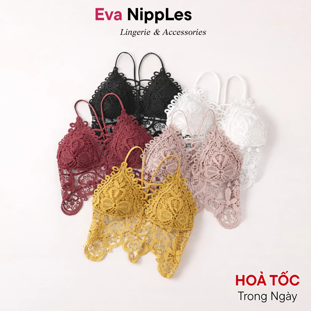 Áo Lót Nữ Nâng Ngực Mút Mỏng Hở Lưng Dây Đan Chéo Gợi Cảm Sexy Phan Ren Mềm Mại Eva Nipples 210