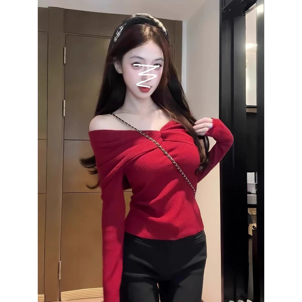 Áo trễ vai nơ tay dài dễ thương
