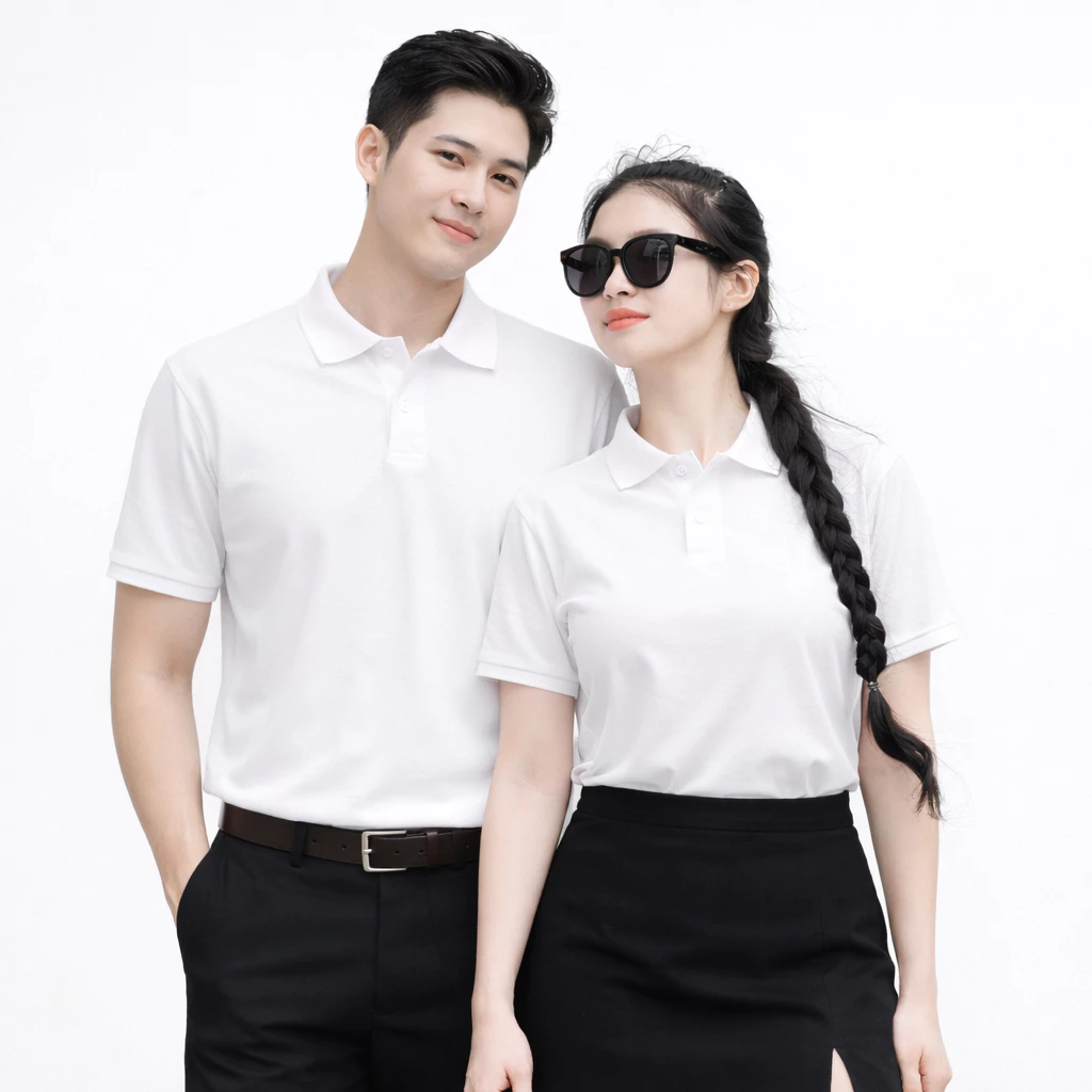 Áo Thun Polo Có Cổ Cá Sấu THOITRANG24H Màu Trắng Form Xuông Dùng Được Cho Cả Nam Và Nữ