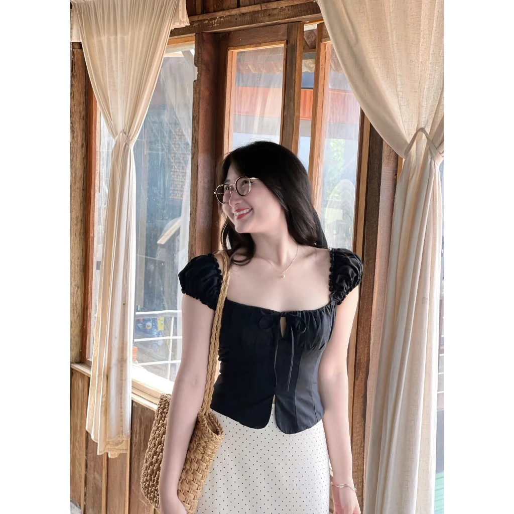 Áo Vạt Bầu Tay Bèo Xếp Li Ngực [Một Mẩu House]