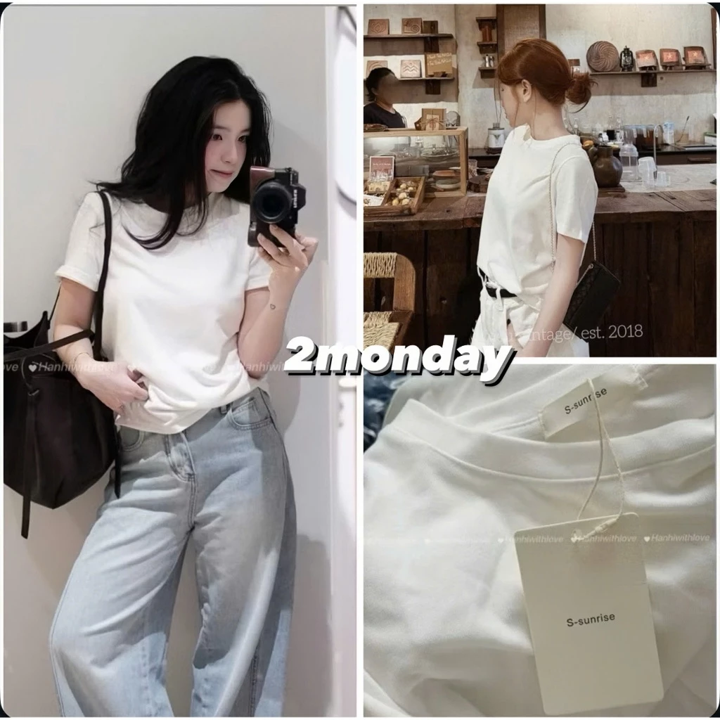 [LOẠI 1/𝐇𝐚̀𝐧𝐠 𝐐𝐂 𝐂𝐡𝐮𝐚̂̉𝐧 𝐭𝐚𝐠 𝐒- 𝐬𝐮𝐧𝐫𝐢𝐬𝐞] ÁO THUN TRƠN CỔ TRÒN DÁNG VỪA TAY NGẮN COTTON SIÊU XINH 2MONDAY A160