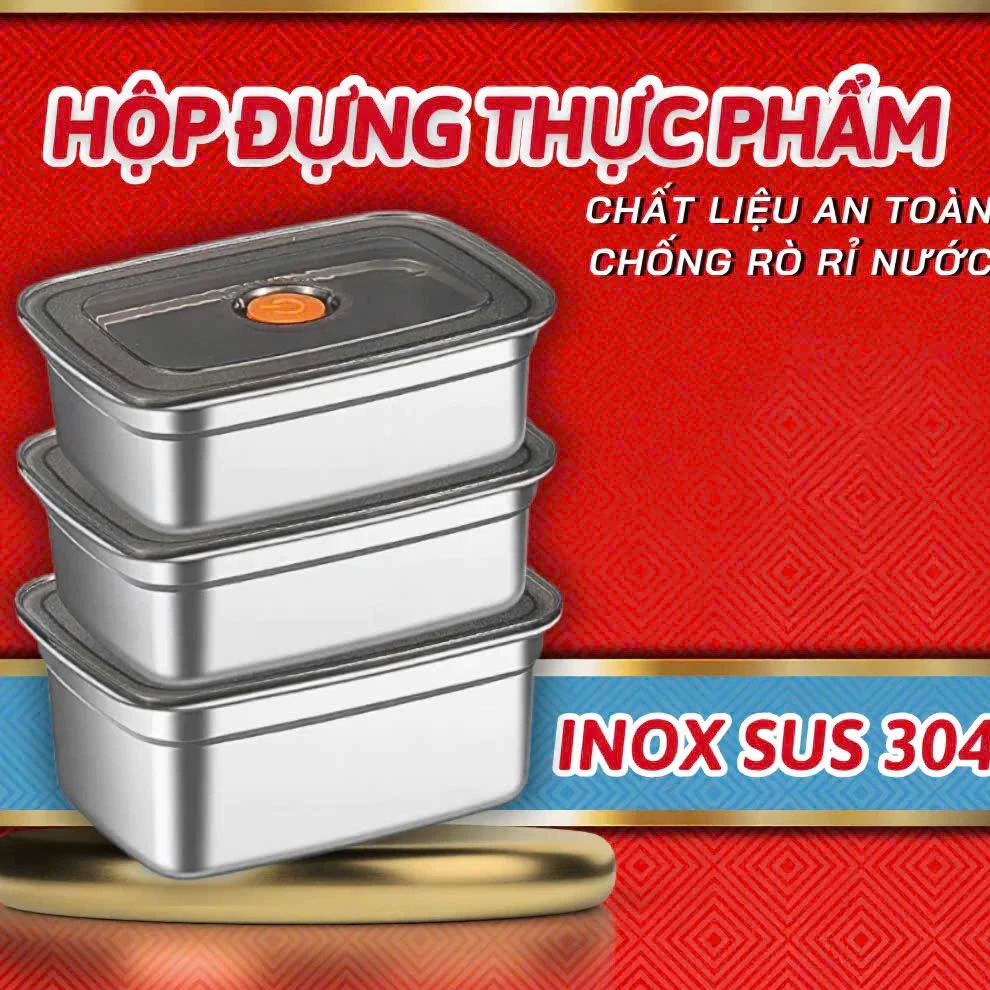 Hộp Đựng Thực Phẩm Inox Có Nắp Đậy JYoohome Khay Đựng Đồ Ăn Để Tủ Lạnh Ngăn Mùi Bảo Quản Rau Củ Thịt Shop Yêu Thích