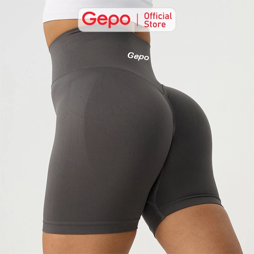 GEPO Quần short quần đùi nữ tập gym yoga zumba chất liệu dệt kim cạp cao nâng mông tôn dáng GP111