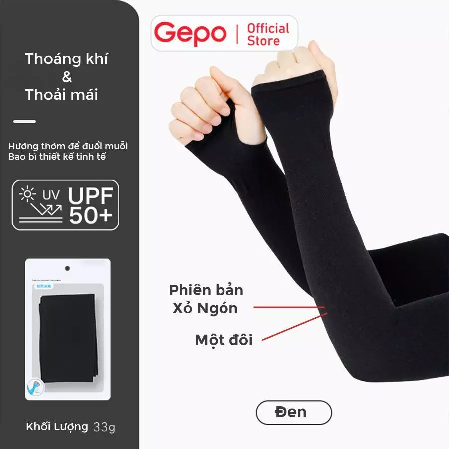 Găng tay chống nắng nam nữ xỏ ngón chống tia UV chất liệu thoáng mát thấm hút mồ hôi Gepo