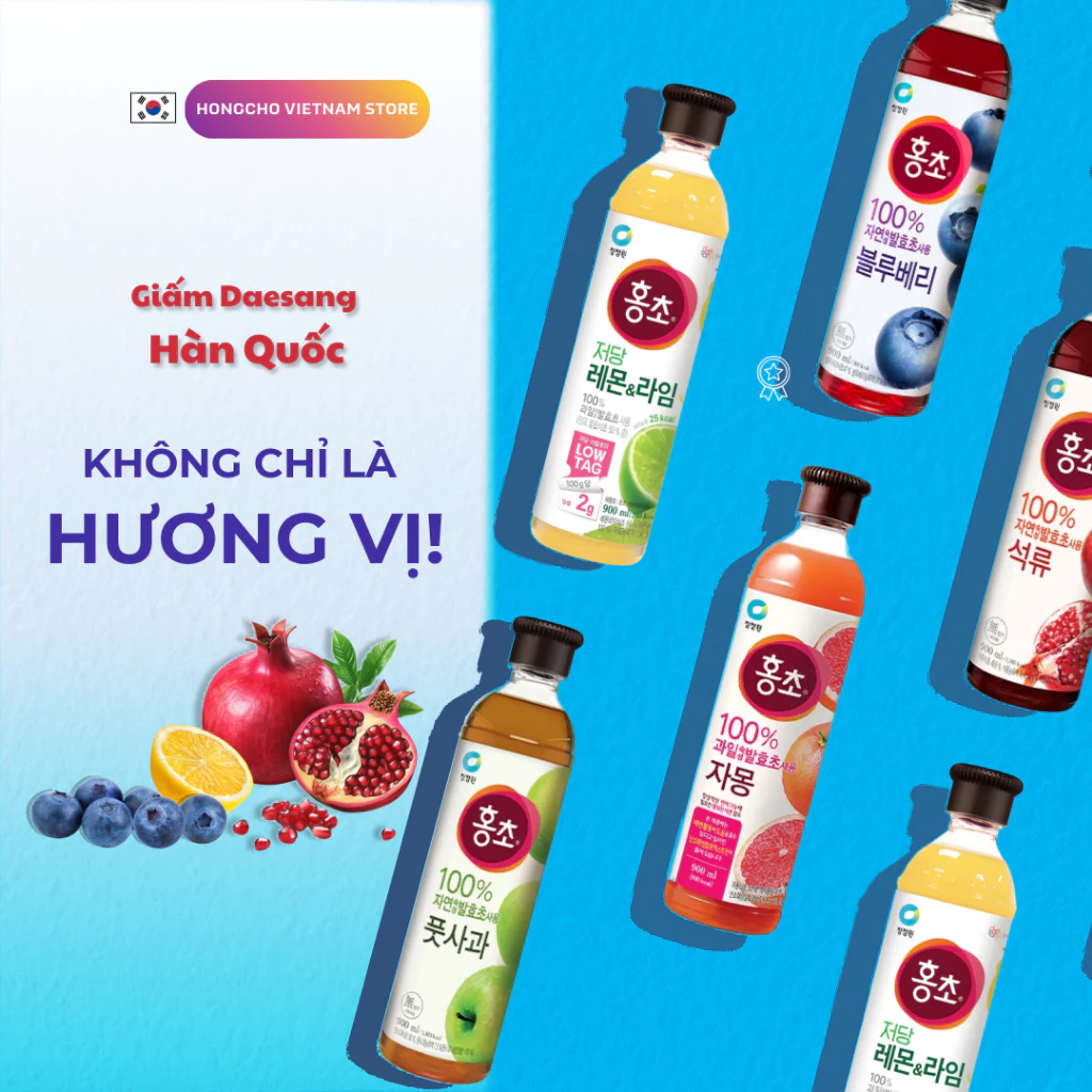 THÙNG - 15 CHAI 500ml ĐỦ VỊ Giấm uống Hàn Quốc HongCho O’food