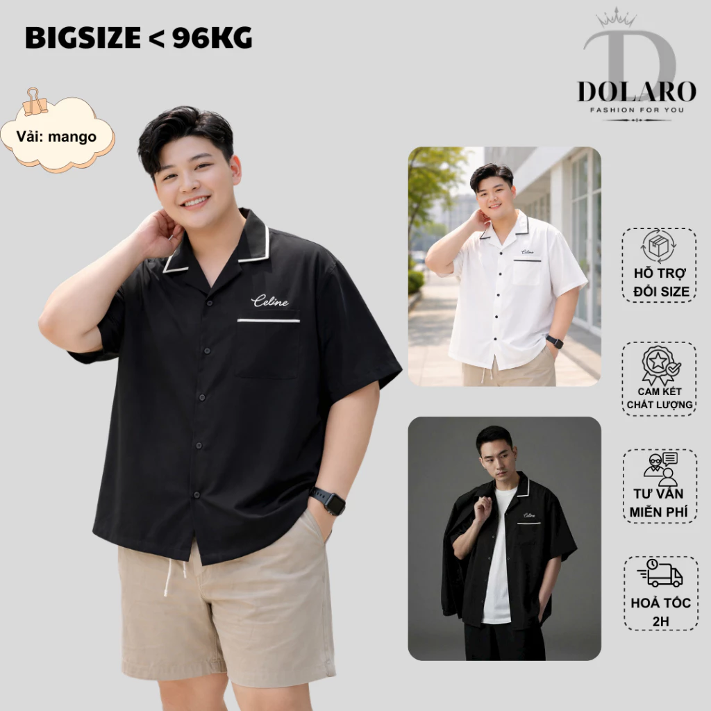 Áo sơ mi kiểu tay ngắn lụa Bigsize 96kg DOLARO hợp với thời trang 2026, áo sơ mi tartan phá cách phong cách douyin