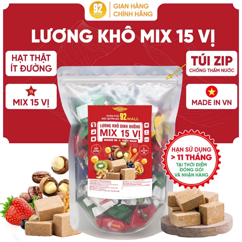[MIX VỊ] Lương Khô Mix 15 Vị Hạt Dinh Dưỡng, Ngũ Cốc Thơm Ngon Thương Hiệu Tân Việt Nhật
