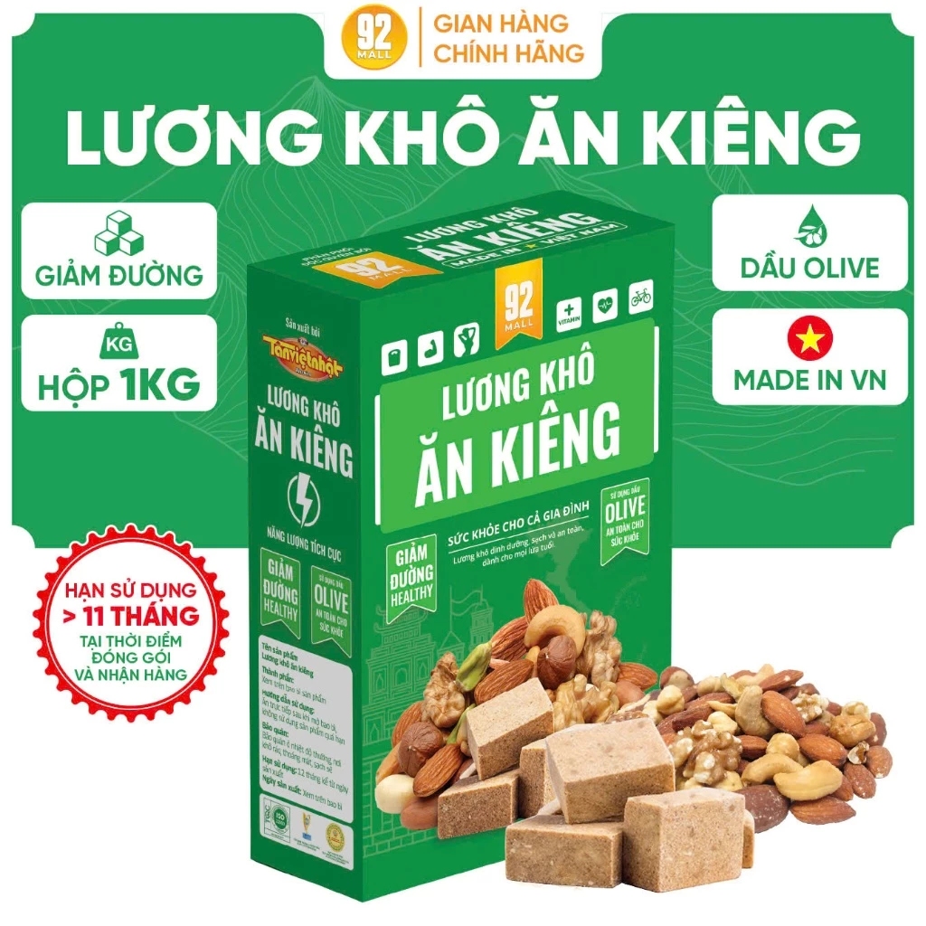 [SALE 25/9] Hộp 1kg Lương Khô Mini Ăn Kiêng Cao Cấp, Viên Bỏ Túi Tiện Lợi, Chống Đói, Ít Đường