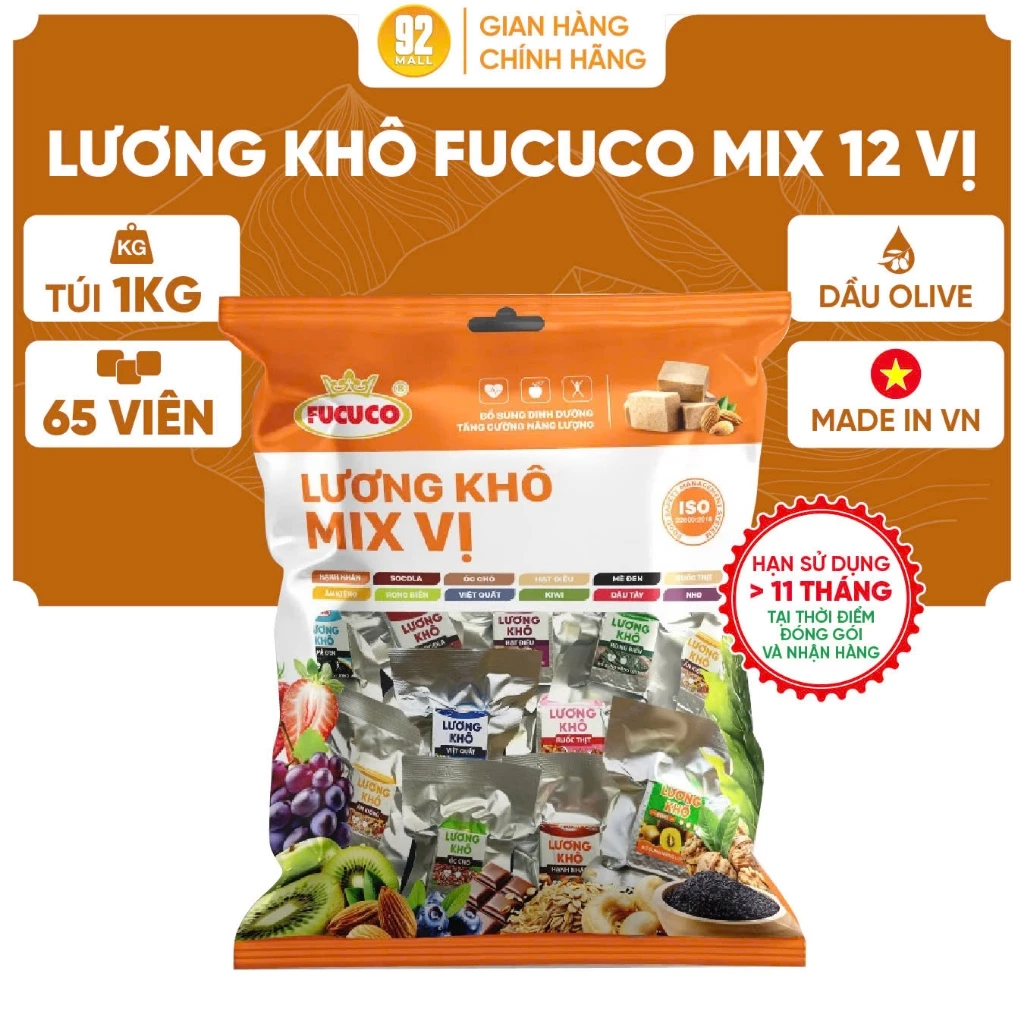 [SALE 25/9] Túi 1Kg Lương Khô Mix13 Vị Fucuco Hạt Dinh Dưỡng & Trái Cây Thơm Ngon Bổ Sung Năng Lượng