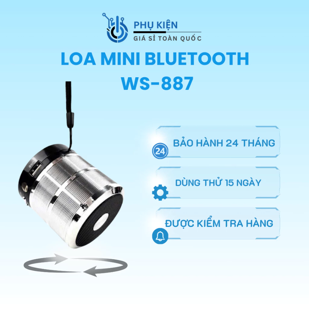 Loa mini WS 887 bluetooth vi tính cầm tay, sử dụng usb thẻ nhớ, âm thanh hay bass mạnh nghe nhạc