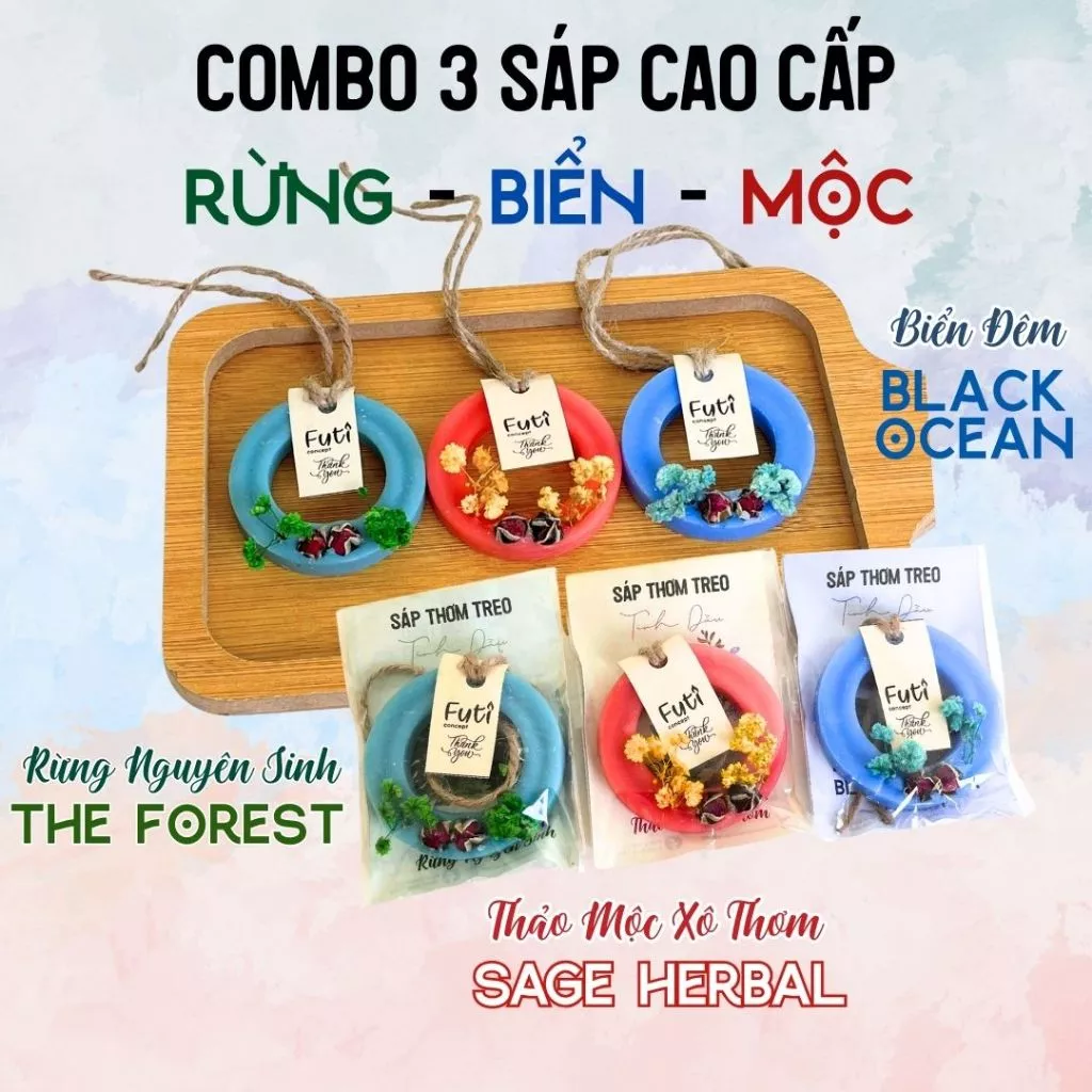Combo Sáp Thơm Rừng Biển Mộc, Sáp Thơm Hoa Khô Tinh Dầu Khử Mùi Không Khí Thơm Phòng