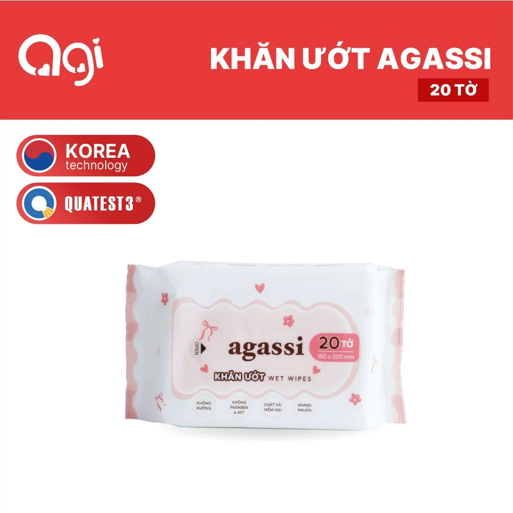 (Mới) Khăn ướt Agassi 20 tờ nhỏ gọn, tiện dụng