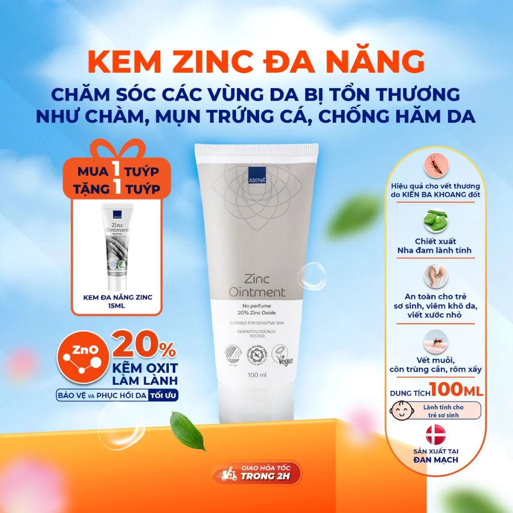 Kem giảm hăm cho bé, người lớn mặc tã, vết muỗi cắn, côn trùng đốt - Nhập khẩu Đan Mạch
