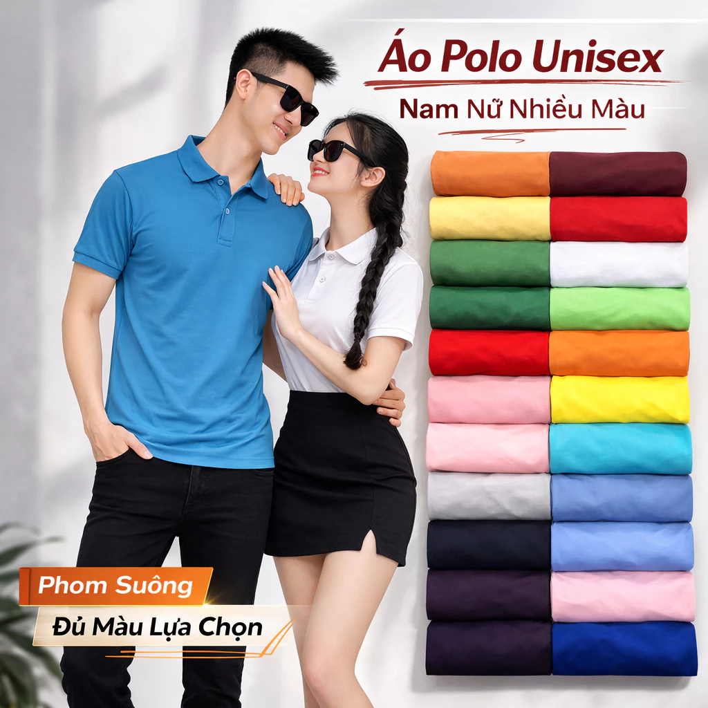 Áo Thun Có Cổ Polo Cá Sấu THOITRANG24H Phom Xuông Dùng Chung Cho Cả Nữ và Nam Nhận May In Logo