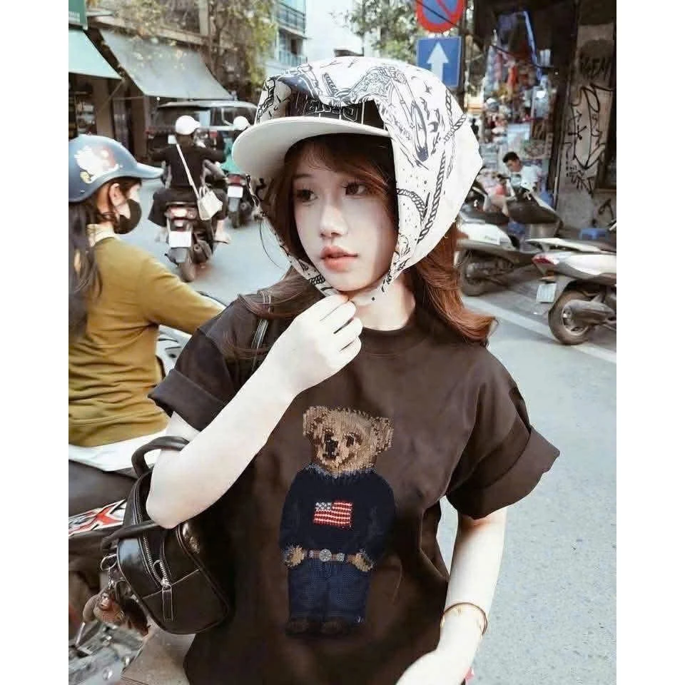 Áo Thun Gấu mỹ Form Rộng Tay Lỡ Vải , Áo Phông Local Brand Unisex Nam Nữ Cotton 100%