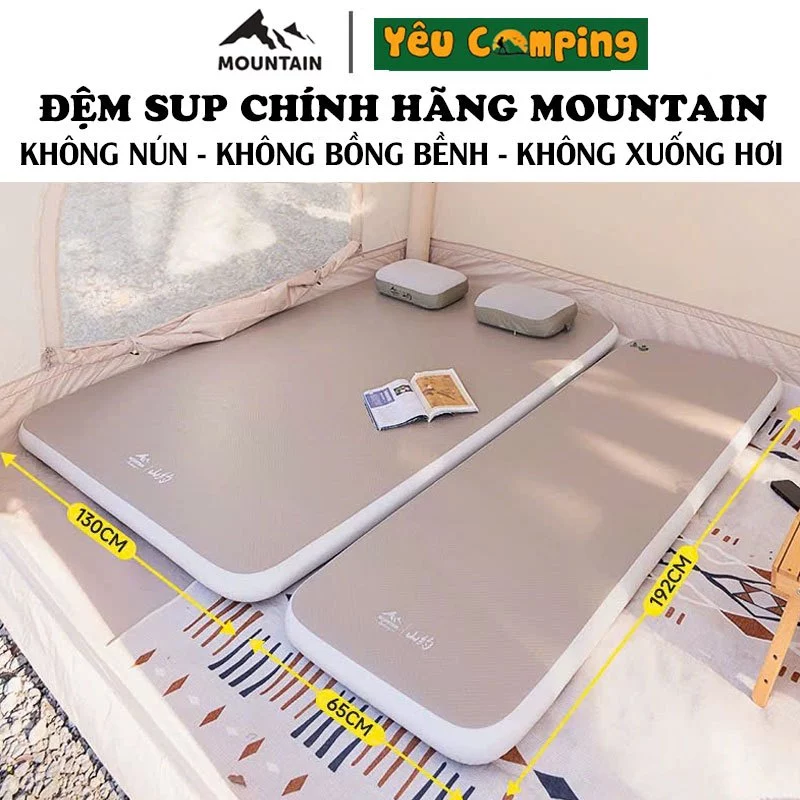 Đệm Sup hơi Glamping siêu bền, khồng bồng bềnh, không xẹp lún, không xuống hơi chính hãng Mountain