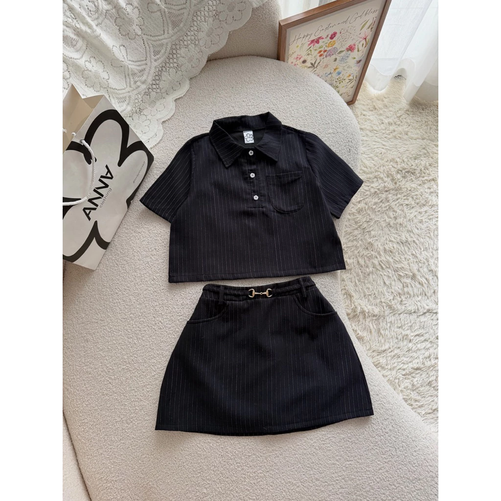 Set Bộ Hai Món Sọc Đen Đơn Giản Anna - Set Wenbi