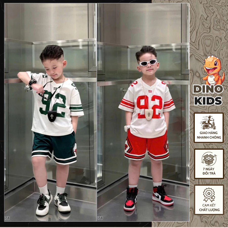 Bộ Hè Bé Trai Thể Thao Smano 92 Siêu Đẹp - Bộ Cộc Bé Trai Smano Số 92 Chất Cotton Cực Mát