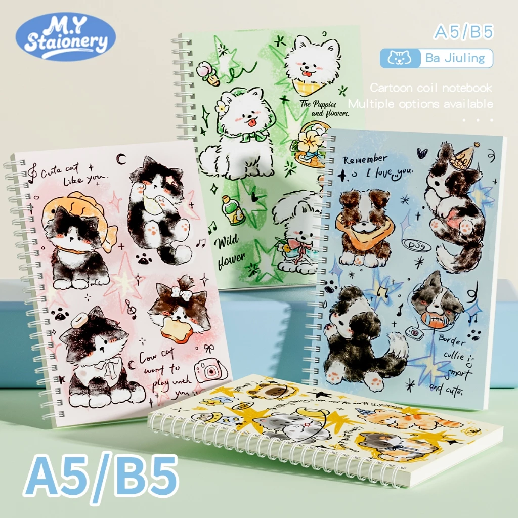 【NEW🔥】Sổ lò xo A5/B5 - Thú Cưng Dễ Thương Giấy Dày 120Trang 80gsm Viết Rất Êm Tay sổ tay ghi chép