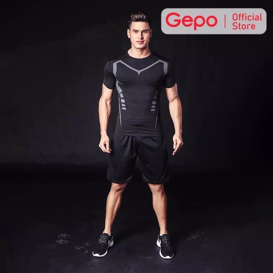 GEPO Áo Thể Thao Nam Cộc Tay Chuyên Tập Gym Chất Liệu Co Giãn Thấm Hút Mồ Hôi Ôm Body