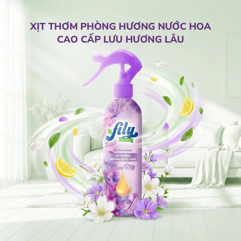 Chai Xịt Thơm Phòng Nước Hoa Fily 400ml Khử Mùi Phòng HIệu Quả Mang Đến Không Gian Sống Cao Cấp