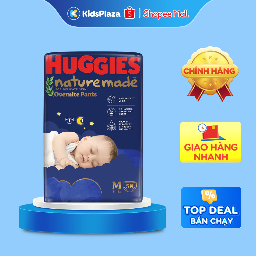 [M1] Bỉm - Tã quần ĐÊM Huggies Naturemade đầy đủ size cho bé EC