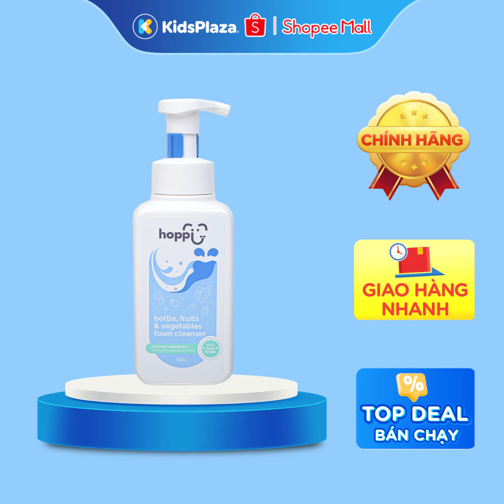 Nước rửa bình và rau củ Hoppi 500ml (Dạng tạo bọt)