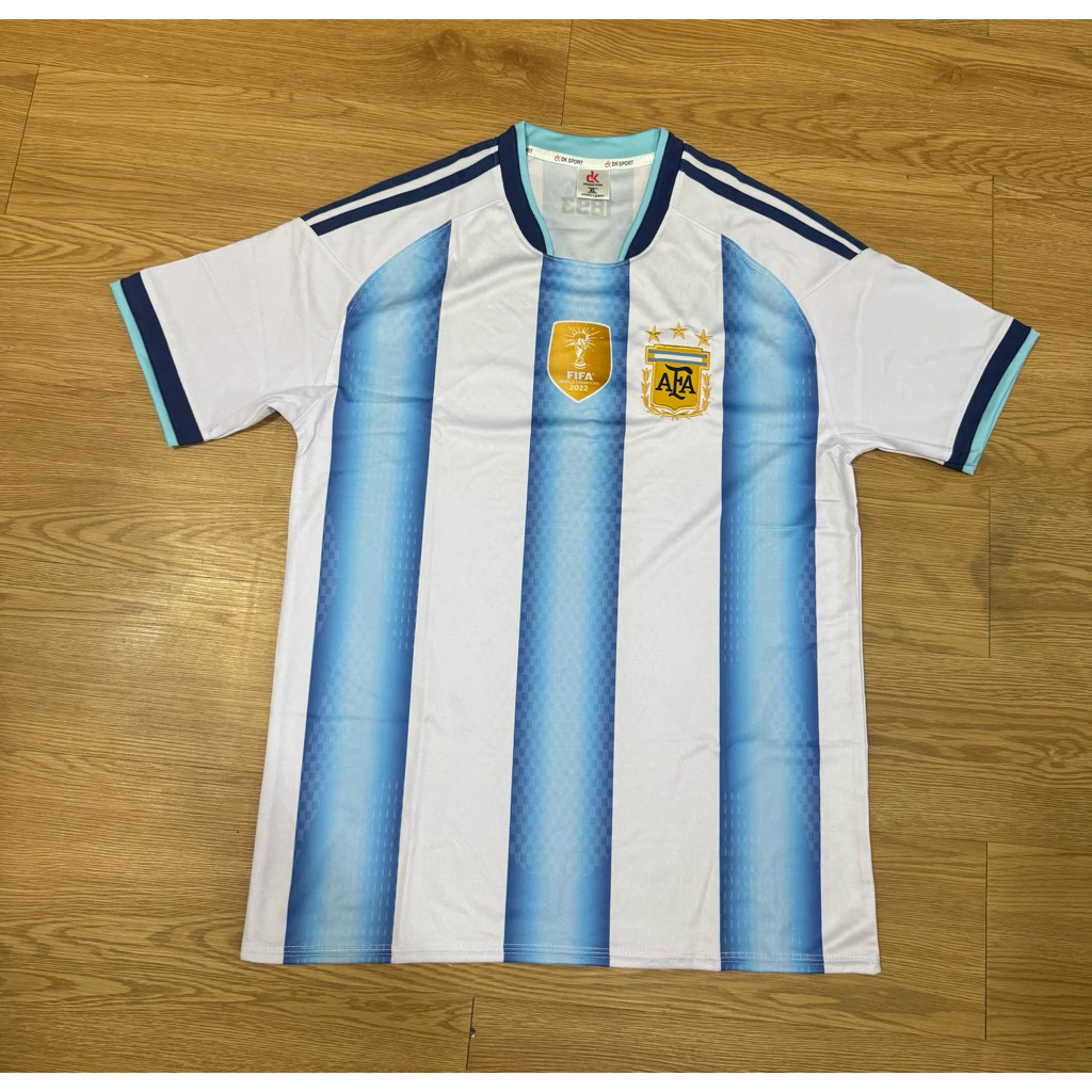 Quần Áo Đá Banh Argentina SỌc (Có In Tên Số) Thun Mè Cao Cấp Logo Thêu Nam Nữ
