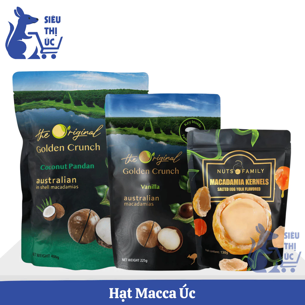 Hạt Macca Úc Cao Cấp Nhiều Vị Túi Zip Tiện Lợi