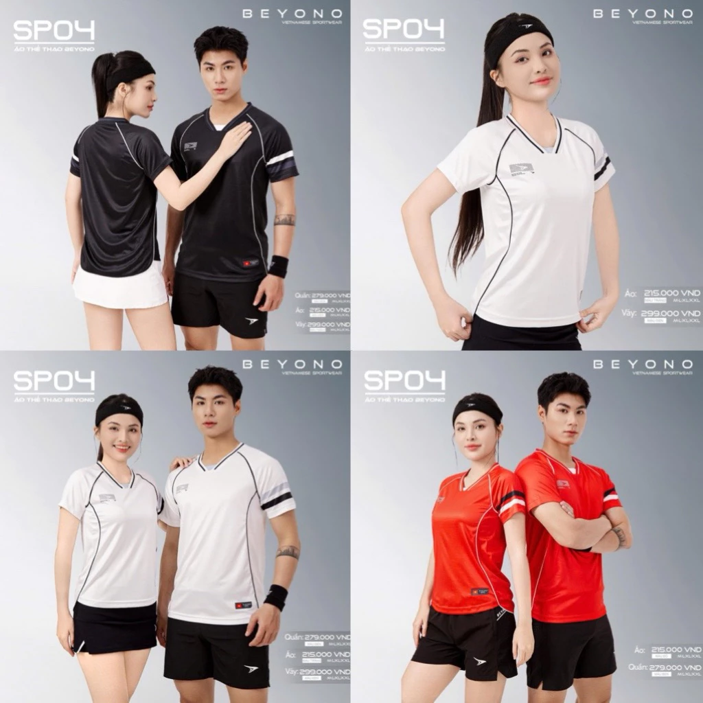 Áo thun thể thao chơi cầu lông , tennic, pickleball BEYONO SP04 hoạ tiết đơn giản dễ mặc, chất vải cao cấp thoáng khí