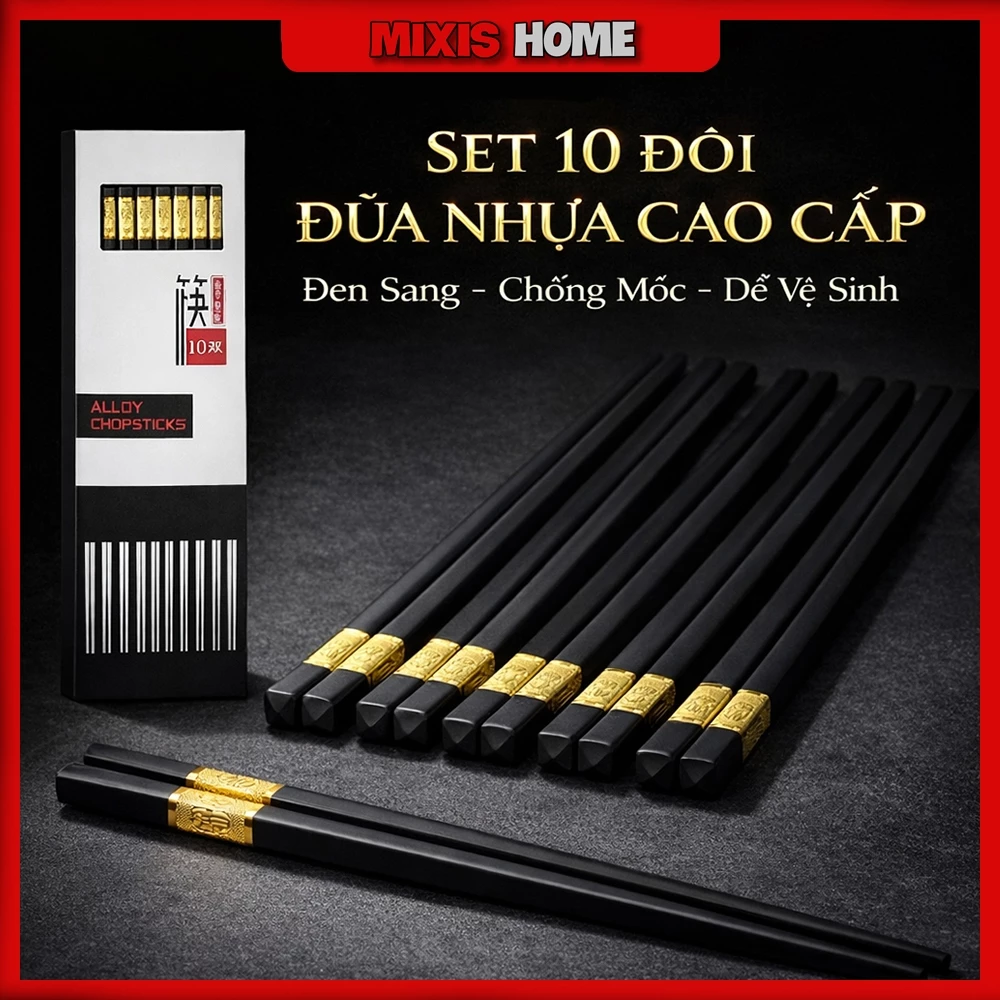 Set 10 Đôi Đũa Ăn Cao Cấp Phong Cách Hàn Quốc Chống Trơn Chống Trượt Chống Mốc Bền Màu - GD71