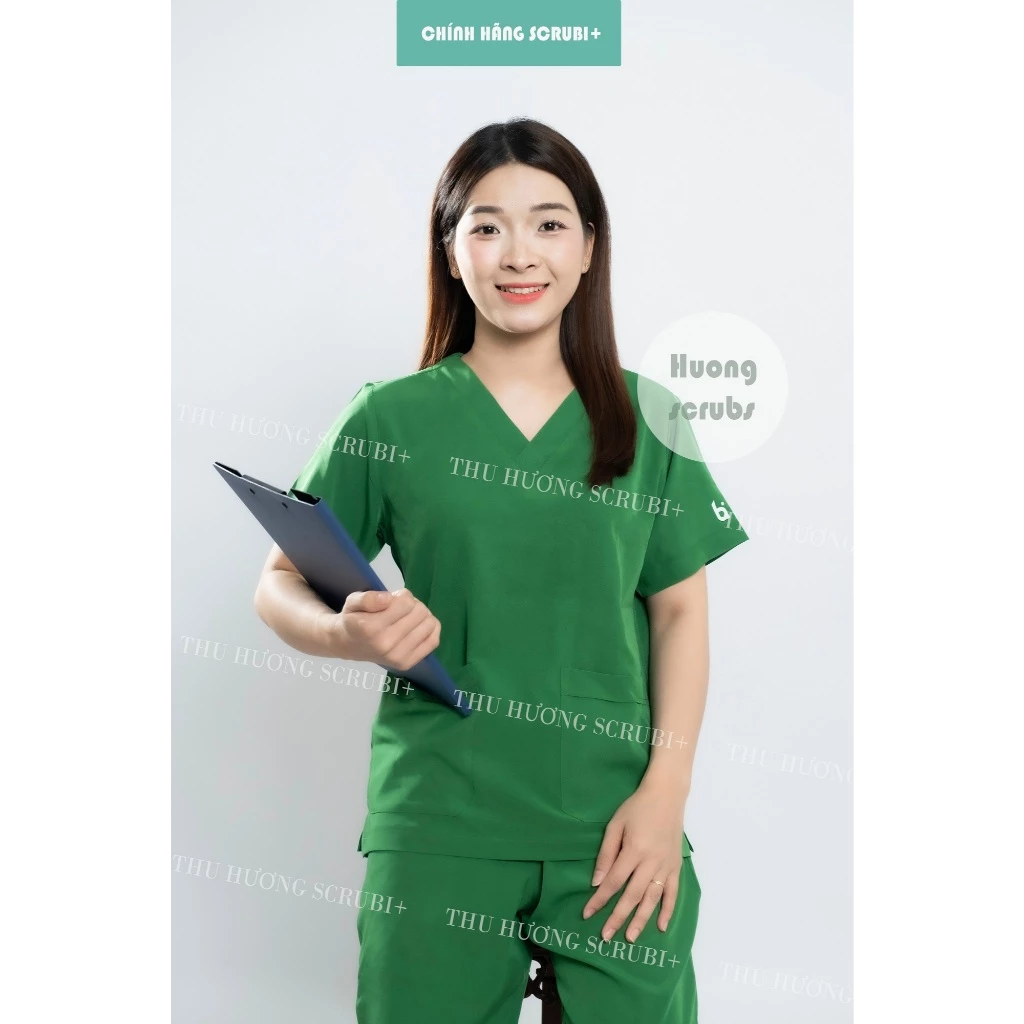 Bộ Scrubs cổ tim Vải Lon Giãn, bộ lon nhật mầm non, bệnh viện, quần áo phẫu thuật, áo blu bác sĩ, Women