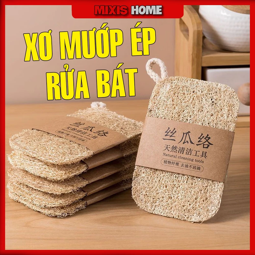Miếng Xơ Mướp Ép Dùng Rửa Bát Cọ Xoong Chống Xước Xoong Nồi Nhỏ Gọn Tiện Dụng  - GD59