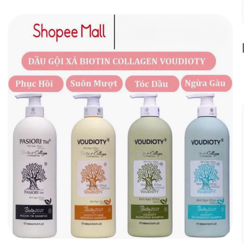 Dầu Gội Xả Biotin & Collagen Pasiori TM Voudioty Phục Hồi, Giảm Rụng tóc