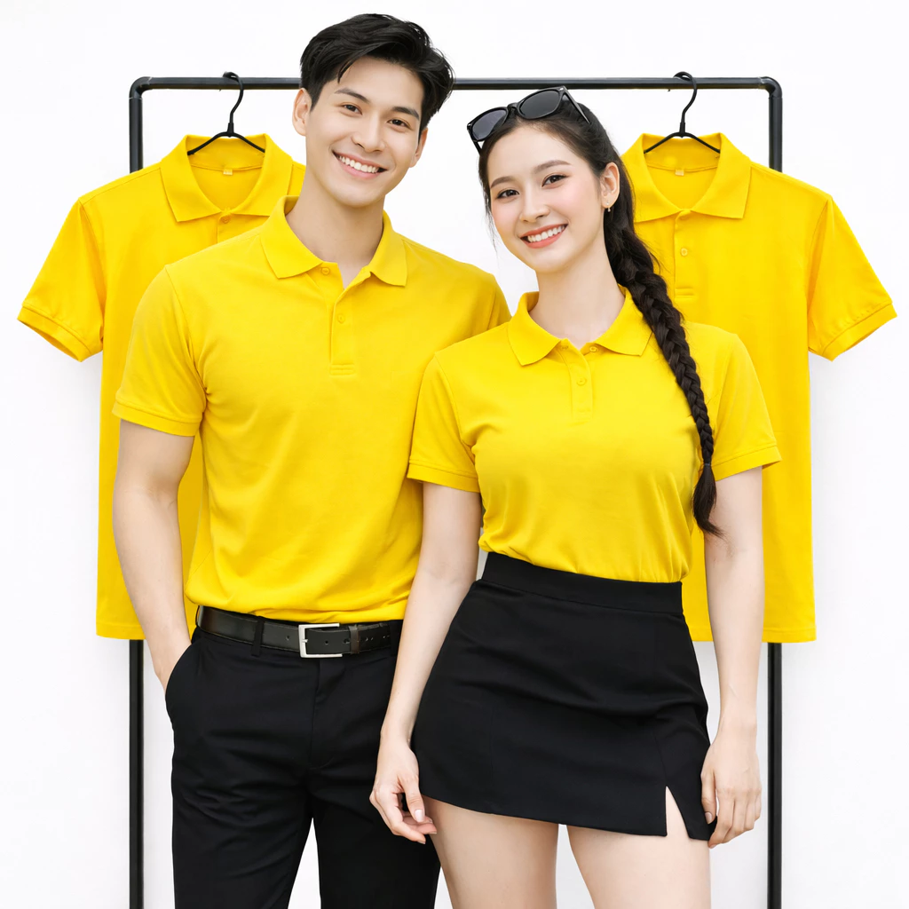 Áo Thun Có Cổ Cá Sấu THỜI TRANG 24H Màu Vàng Cúc Vàng Tươi Dùng Cho Cả Nam Và Nữ