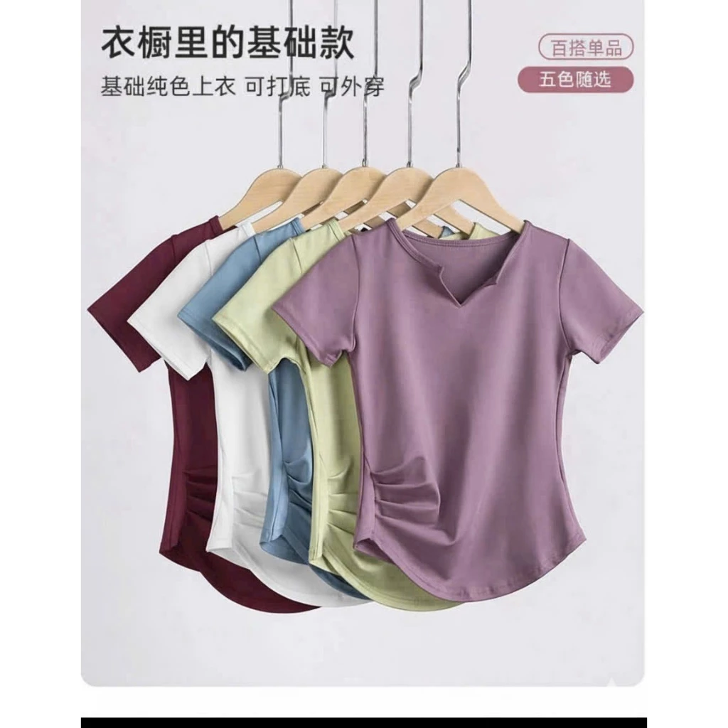 Áo Cộc Tay cổ sẻ Chất LuLu Lạnh Dành Cho Các Chị Em Mặc Đi Tập Thể Thao, Đi Làm, Đi Chơi đều đẹp
