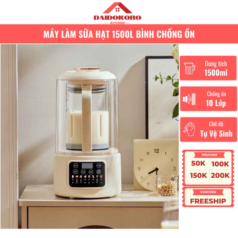 Máy Làm Sữa Hạt Vovi Koscorn Cao Cấp 1500ml 12 Chức Năng 10 Lớp Chống Ồn Tự Động Vệ Sinh