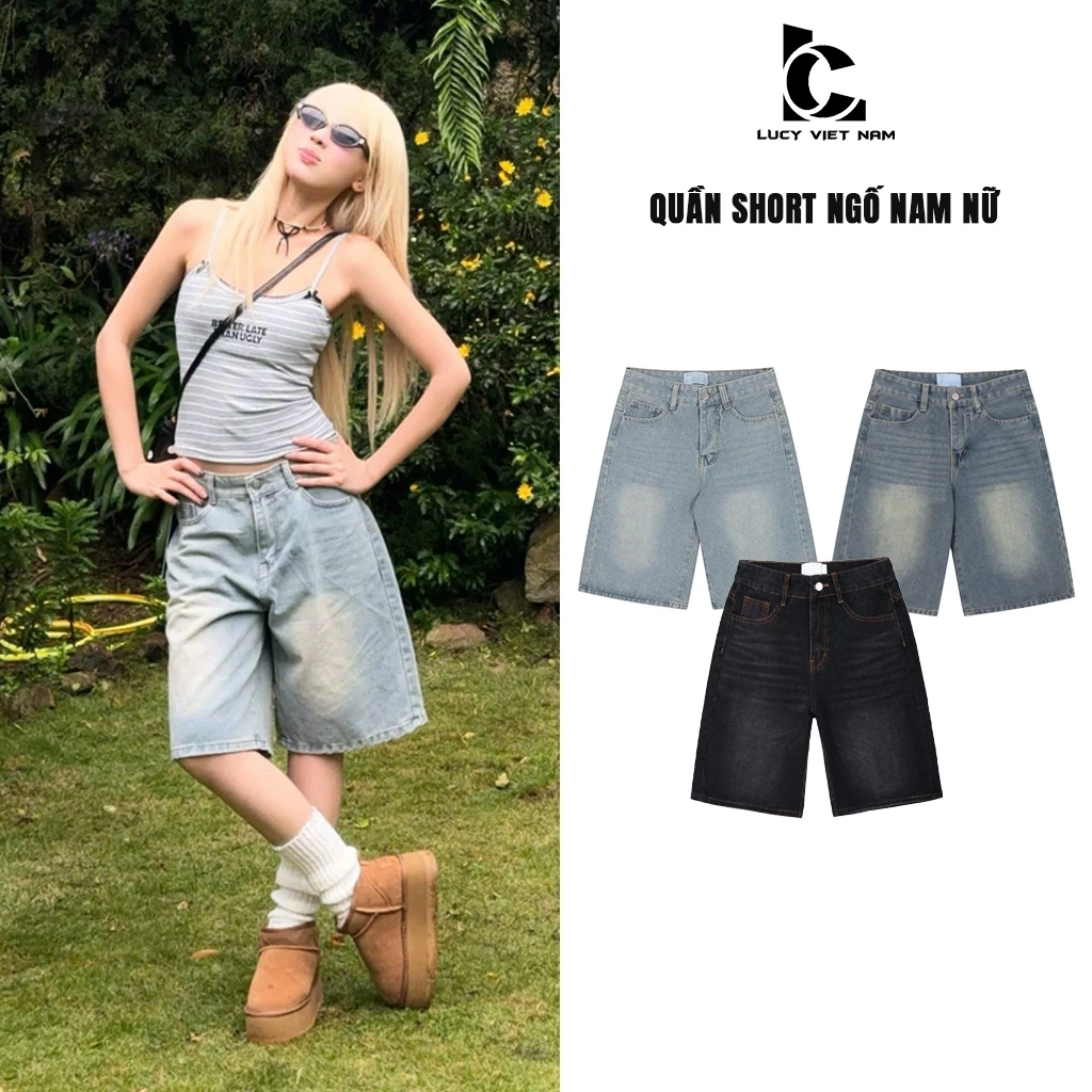 Quần Short Jeans Ngố Dáng Lửng AVO AVOCADO Wash Màu Retro Chất Vải Cotton Dài Qua Gối Unisex